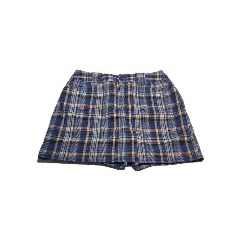 St  Johns Bay Plaid Skort Size 12 Cotton Stretch Preppy Academic Short skirt